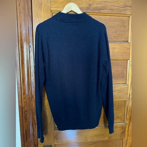 Percival Resort Mock Neck Knitted Jumper Navy Medium - Picture 2 of 3